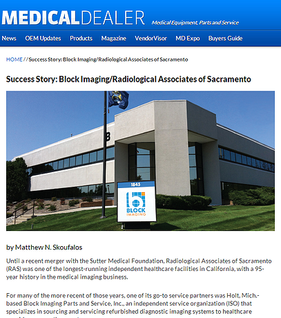 Success Story: Block Imaging Parts & Service and Radiological Associates of Sacramento